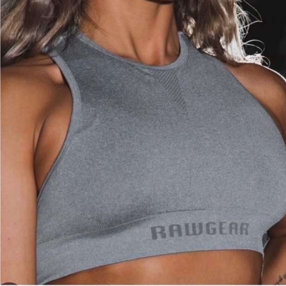 RAWGEAR 3-count Pullover Logo Razorback Sports Bra in Heather Gray, Medium. NWT! - Picture 1 of 4
